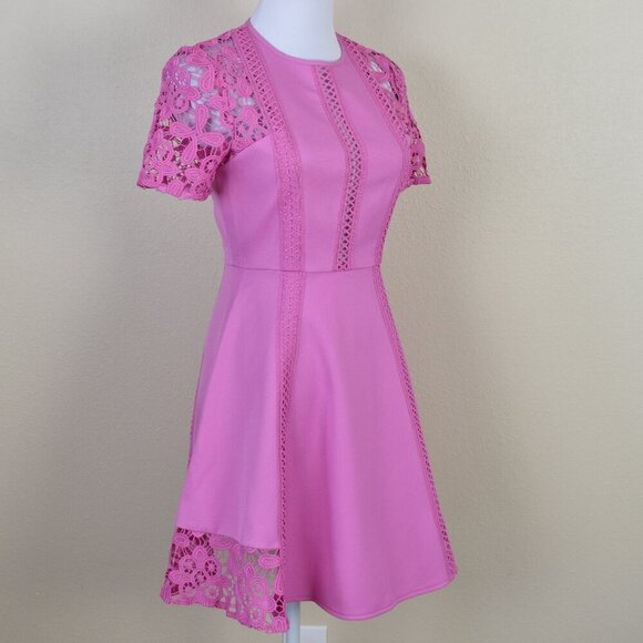 ASOS Crochet Lace Fit and Flare Pink Dress - 4 - Picture 9 of 10